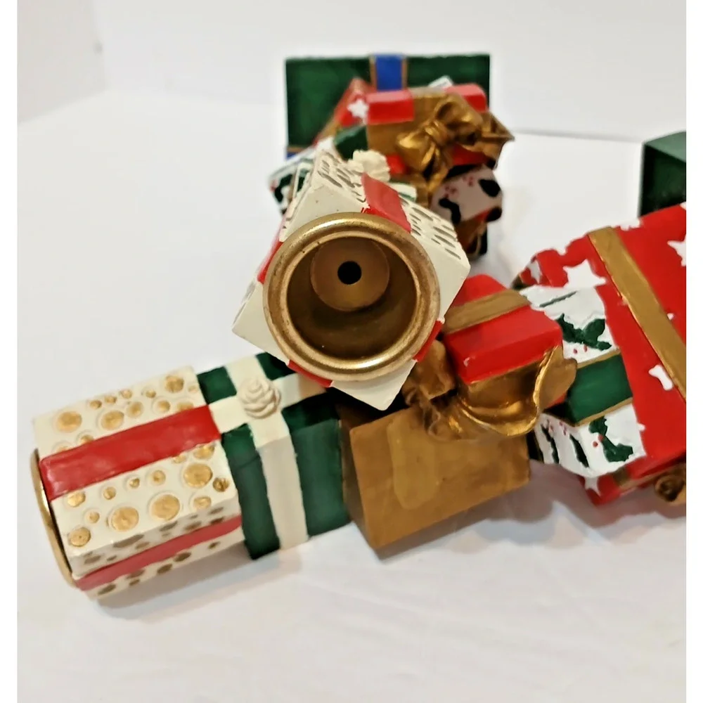 Vintage Pair Christmas Candlestick Holders Festive 90's Whimsical Cottagecore